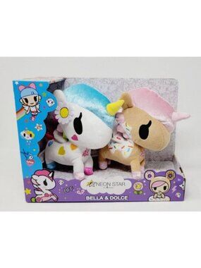 Tokidoki Neon Star Bella & Dolce Plush Set Unicorn Donut BFF Stuffed Toys NIB